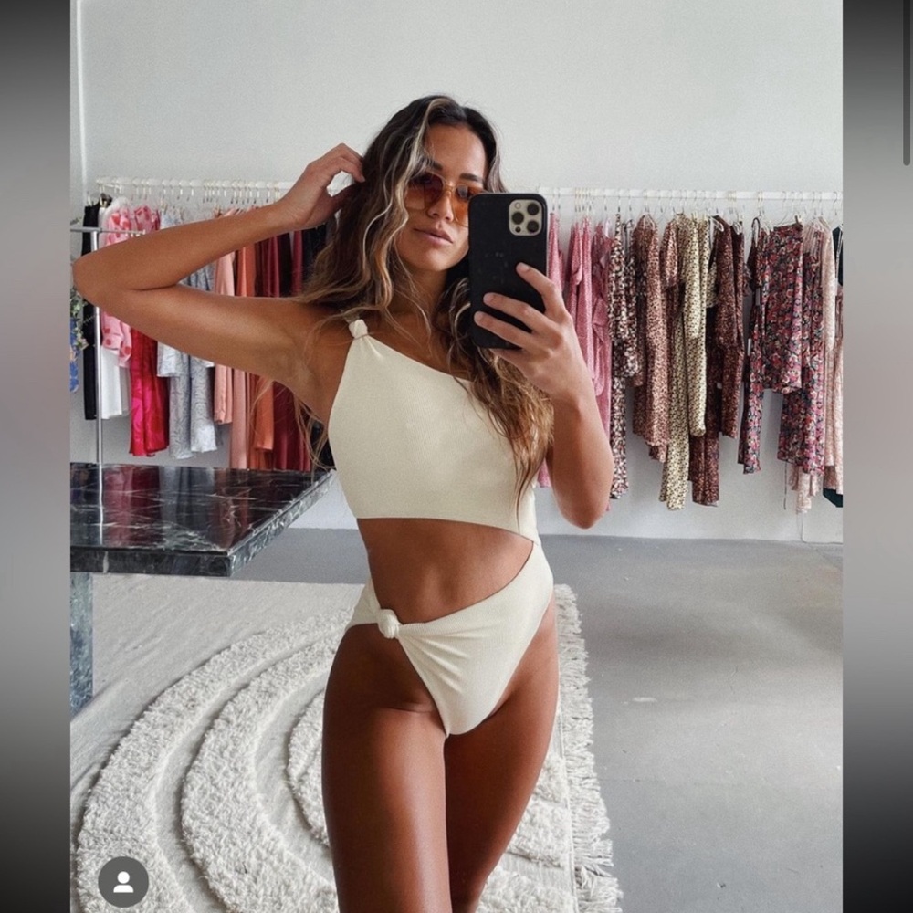 Skatie Nicole Asymmetrical One Piece in Ivory